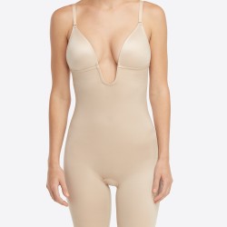 Suit You Fancy Plunge Low Back MT Bodysuit - Champagne Beige 